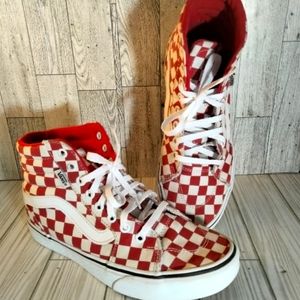 Red and white  checkered  Van's shoes  very good condition  only worn  one time